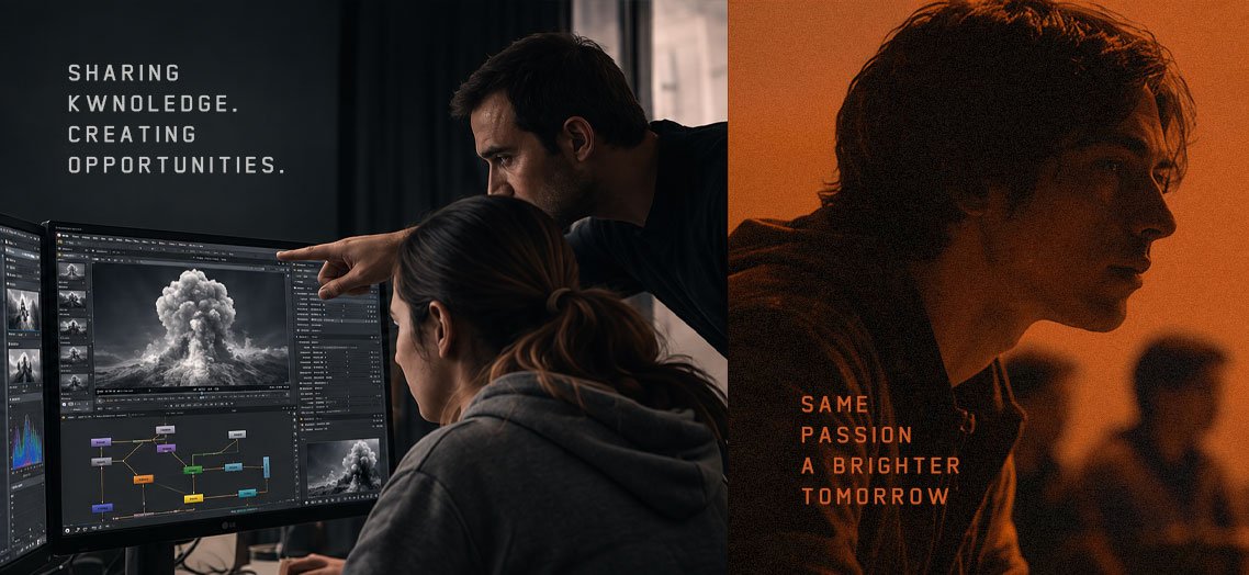 Artists collaborating on a visual effects project